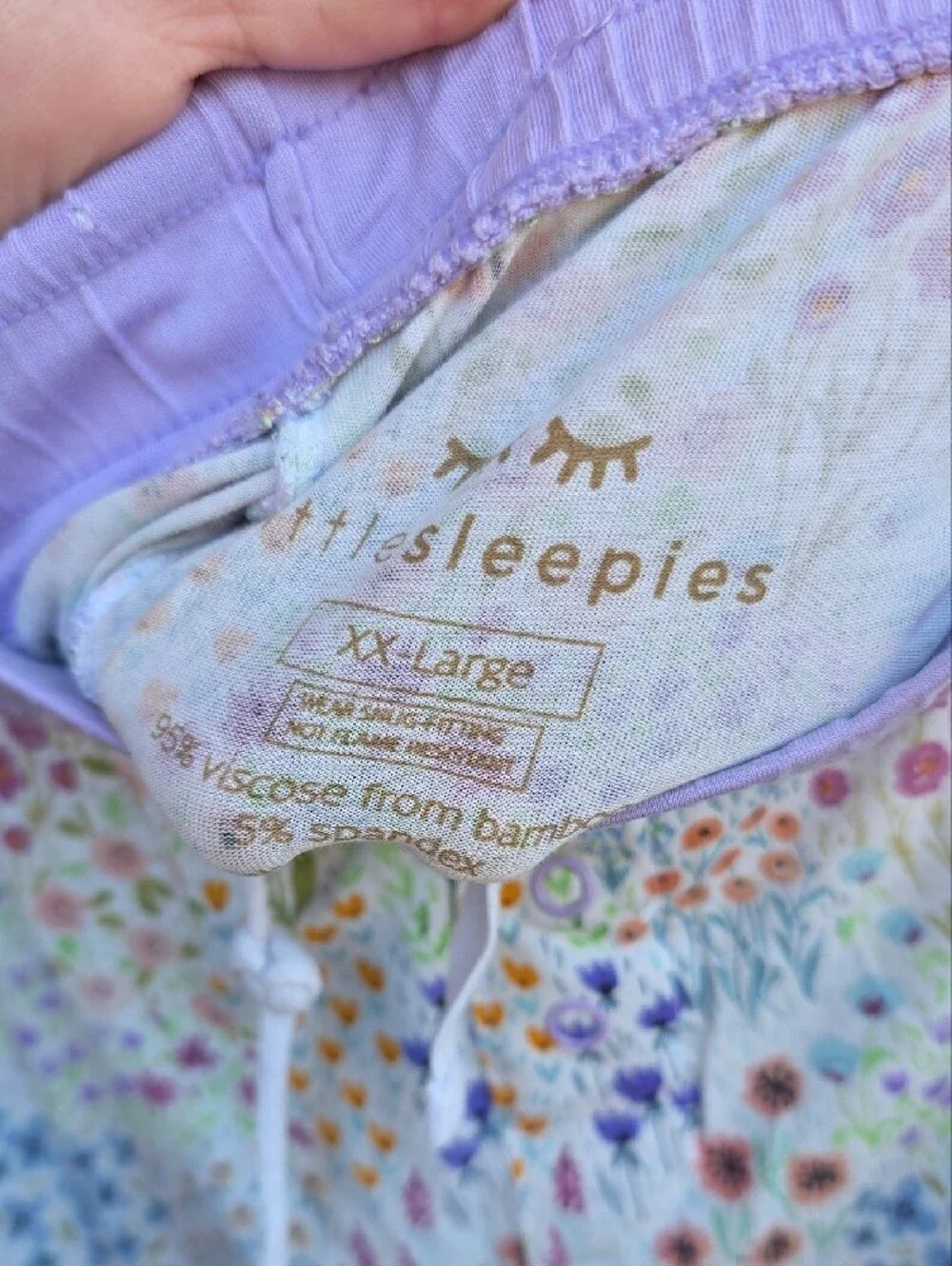 Little Sleepies Pastel Floral Pajama Pants with Lavender Trim Size XXL